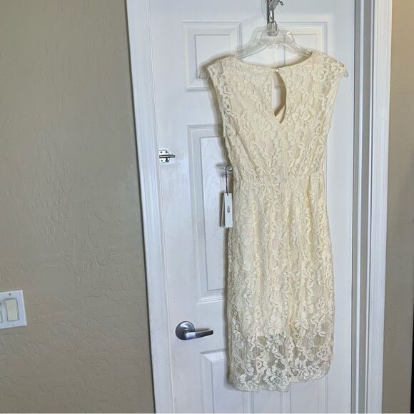 JUNE & HUDSON IVORY HI LOW SLEEVELESS LACE DRESS Size Medium - Picture 9 of 14